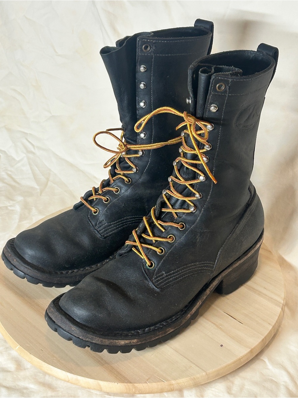 JK Boots Men's 10” Black Leather Work Boot Rubber Outsole US 10 - Picture 3 of 8